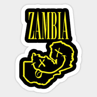 Copy of Vibrant Zambia Africa x Eyes Happy Face: Unleash Your 90s Grunge Spirit! Smiling Squiggly Mouth Dazed Smiley Face Sticker